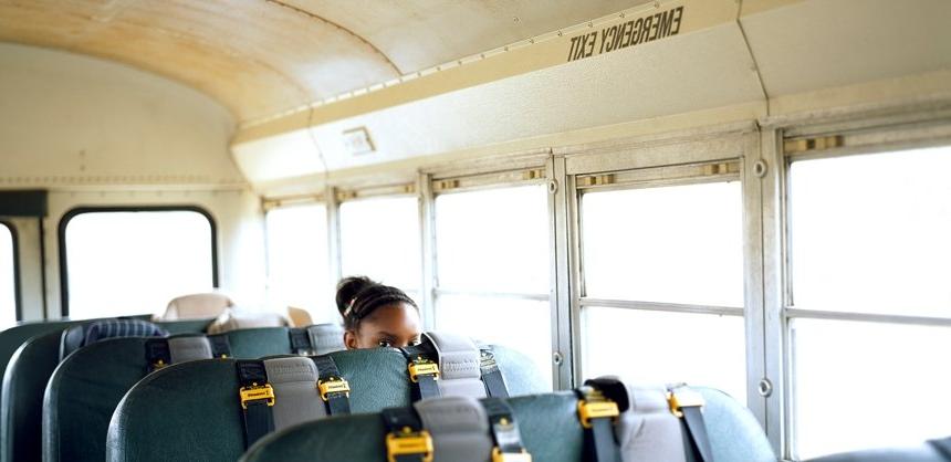 Girl on school bus